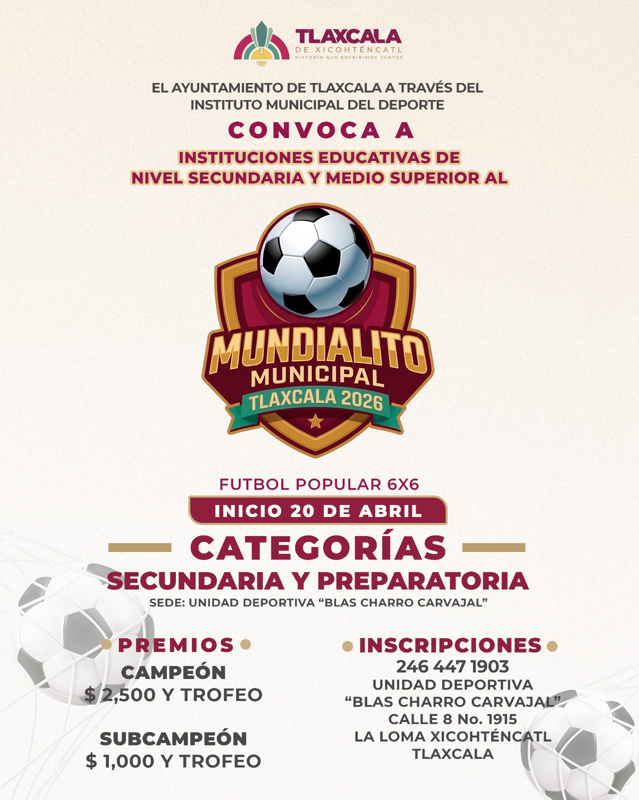 Ayuntamiento de Tlaxcala lanza doble convocatoria del 'Mundialito Municipal' para impulsar el deporte